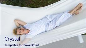  Presentation with free - Colorful theme enhanced with young woman enjoying free time backdrop and a  colored foreground