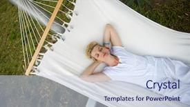  Presentation with free - Cool new presentation with young woman enjoying free time backdrop and a sky blue colored foreground