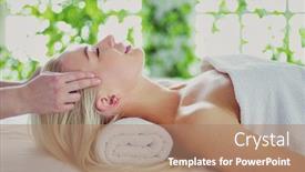  Presentation with spa salon - Slide set enhanced with young-woman-enjoying-massage background and a coral colored foreground