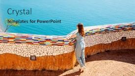  Presentation with sea - Presentation design having young-woman-enjoying-sea-view background and a  colored foreground