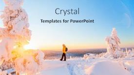  Presentation with forest winter - Slide set enhanced with young-woman-enjoying-stunning-view and a light blue colored foreground