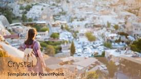  Presentation with cappadocia - PPT layouts featuring young-woman-enjoying-sunset-view background and a coral colored foreground