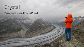  Presentation with glacier - PPT theme consisting of young-woman-enjoying-the-stunning background and a light gray colored foreground