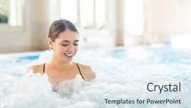  Presentation with gentle - Slides consisting of young woman enjoying warm gentle background and a sky blue colored foreground