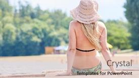  Presentation with sea sun - Presentation enhanced with young-woman-enjoys-the-sun background and a lemonade colored foreground