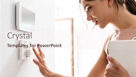  Presentation with code - Amazing PPT theme having young-woman-entering-code backdrop and a lemonade colored foreground