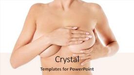  Presentation with breast cancer - Audience pleasing slides consisting of young woman examining her breast backdrop and a lemonade colored foreground