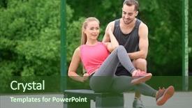  Presentation with personal - PPT layouts enhanced with young woman exercising with personal background and a tawny brown colored foreground