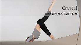  Presentation with gym - Presentation design featuring young-woman-exercising-yoga background and a light gray colored foreground