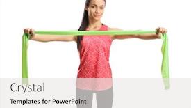  Presentation with band - Audience pleasing presentation design consisting of young-woman-exercising backdrop and a white colored foreground