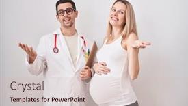  Presentation with baby doctor - Presentation theme consisting of young-woman-expecting-a-baby background and a soft green colored foreground