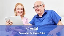  Presentation with network - Presentation design enhanced with young woman explains the social background and a teal colored foreground