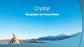  Presentation with norway - Colorful presentation theme enhanced with young woman exploring shipwrecked wooden viking boat in northern norway backdrop and a gray colored foreground