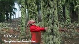  Presentation with foggy forest - Cool new PPT layouts with young-woman-exploring-stunning-autumn backdrop and a dark gray colored foreground