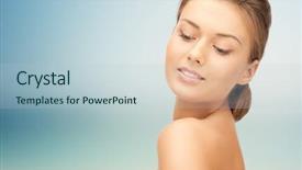  Presentation with health - Presentation theme consisting of young woman face over blue background and a lemonade colored foreground