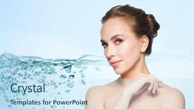  Presentation with plastic surgery - Slide deck having young woman face over water background and a sky blue colored foreground