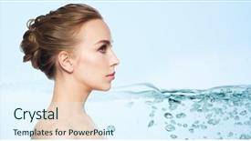  Presentation with plastic surgery - Beautiful PPT theme featuring young woman face over water backdrop and a sky blue colored foreground