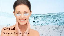  Presentation with hydration - Colorful presentation theme enhanced with nourished - beauty cosmetology hydration people backdrop and a coral colored foreground