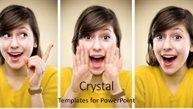  Presentation with facial - Presentation enhanced with young woman facial expressions background and a yellow colored foreground