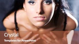  Presentation with fashion - Slides consisting of young woman fashion portrait shallow background and a  colored foreground