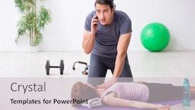  Presentation with first aid - Beautiful theme featuring young-woman-feeling-bad-during backdrop and a light gray colored foreground