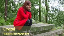  Presentation with red chinese winter festival - Cool new slide deck with young woman feeling depressed sitting backdrop and a tawny brown colored foreground