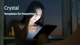  Presentation with woman in pain - Presentation design enhanced with young woman feeling eye pain background and a wine colored foreground