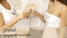  Presentation with engagement - Audience pleasing slide deck consisting of young woman felicitating young couple on engagement clinking glasses celebrating with champagne backdrop and a lemonade colored foreground