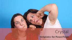  Presentation with advertising - Amazing slide deck having young-woman-fighting-with-space backdrop and a red colored foreground