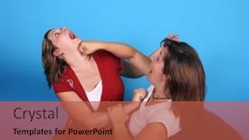  Presentation with advertising - PPT layouts with young-woman-fighting-with-space background and a red colored foreground