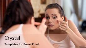  Presentation with acne woman - Audience pleasing presentation design consisting of young woman finding an acne backdrop and a coral colored foreground