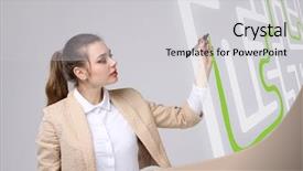  Presentation with woman in maze - Slides consisting of young woman finding the maze background and a light gray colored foreground