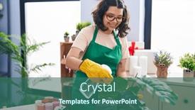  Presentation with sprayer - Theme featuring young-woman-florist-smiling-confident background and a ocean colored foreground