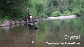  Presentation with trout - Slide set consisting of young-woman-fly-fishing background and a dark gray colored foreground