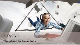 Presentation with glider - Slide deck having gliders - young woman flying on hang background and a light gray colored foreground