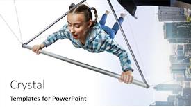  Presentation with glider - PPT theme having young-woman-flying-on-hang background and a white colored foreground