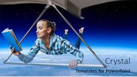  Presentation with glider - Beautiful slide deck featuring young-woman-flying-on-hang backdrop and a light blue colored foreground