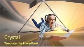  Presentation with glider - PPT theme with young-woman-flying-on-hang background and a tawny brown colored foreground