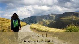  Presentation with trekking - Presentation featuring young-woman-following-a-trekking background and a coral colored foreground