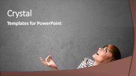  Presentation with empty space dance studio - Cool new slide deck with young woman gesturing with empty backdrop and a gray colored foreground