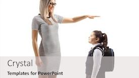  Presentation with height - Slides featuring young-woman-gesturing-with-hand background and a light gray colored foreground