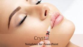  Presentation with cosmetic surgery - Slide set consisting of young woman gets botox injection background and a coral colored foreground