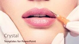  Presentation with injection plastic - PPT layouts enhanced with young-woman-gets-cosmetic-injection background and a lemonade colored foreground