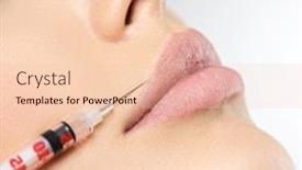  Presentation with injection plastic - Beautiful presentation theme featuring young woman gets injection in her lips woman in beauty salon plastic surgery clinic backdrop and a lemonade colored foreground