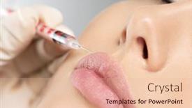  Presentation with injection plastic - Audience pleasing theme consisting of young-woman-gets-injection backdrop and a lemonade colored foreground