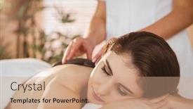  Presentation with massage therapy - Theme with hot stone massage in therapy background and a coral colored foreground
