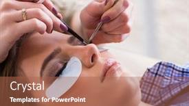  Presentation with beautiful young woman getting face - Theme consisting of young-woman-getting-eyelash-extension background and a red colored foreground