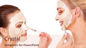  Presentation with facial - Presentation theme with young woman getting facial mask background and a lemonade colored foreground