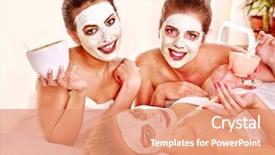  Presentation with facial - Slide deck having facial mask and gossip isolated background and a coral colored foreground