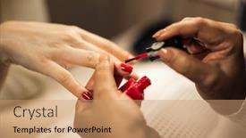  Presentation with done - Slide deck featuring young-woman-getting-her-nails background and a coral colored foreground